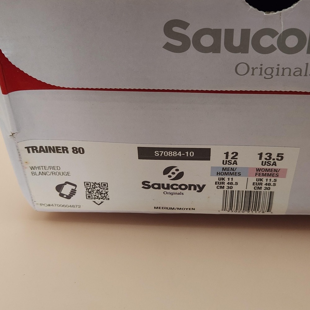 Saucony Trainer 80 Shoes Mens Size 12 White Red Originals Sneakers S70884-10 - Picture 10 of 10